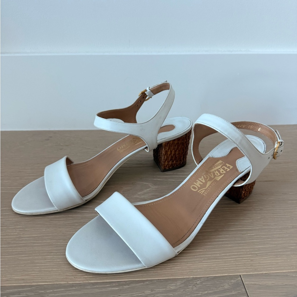 Salvatore Ferragamo White Strap Sandals